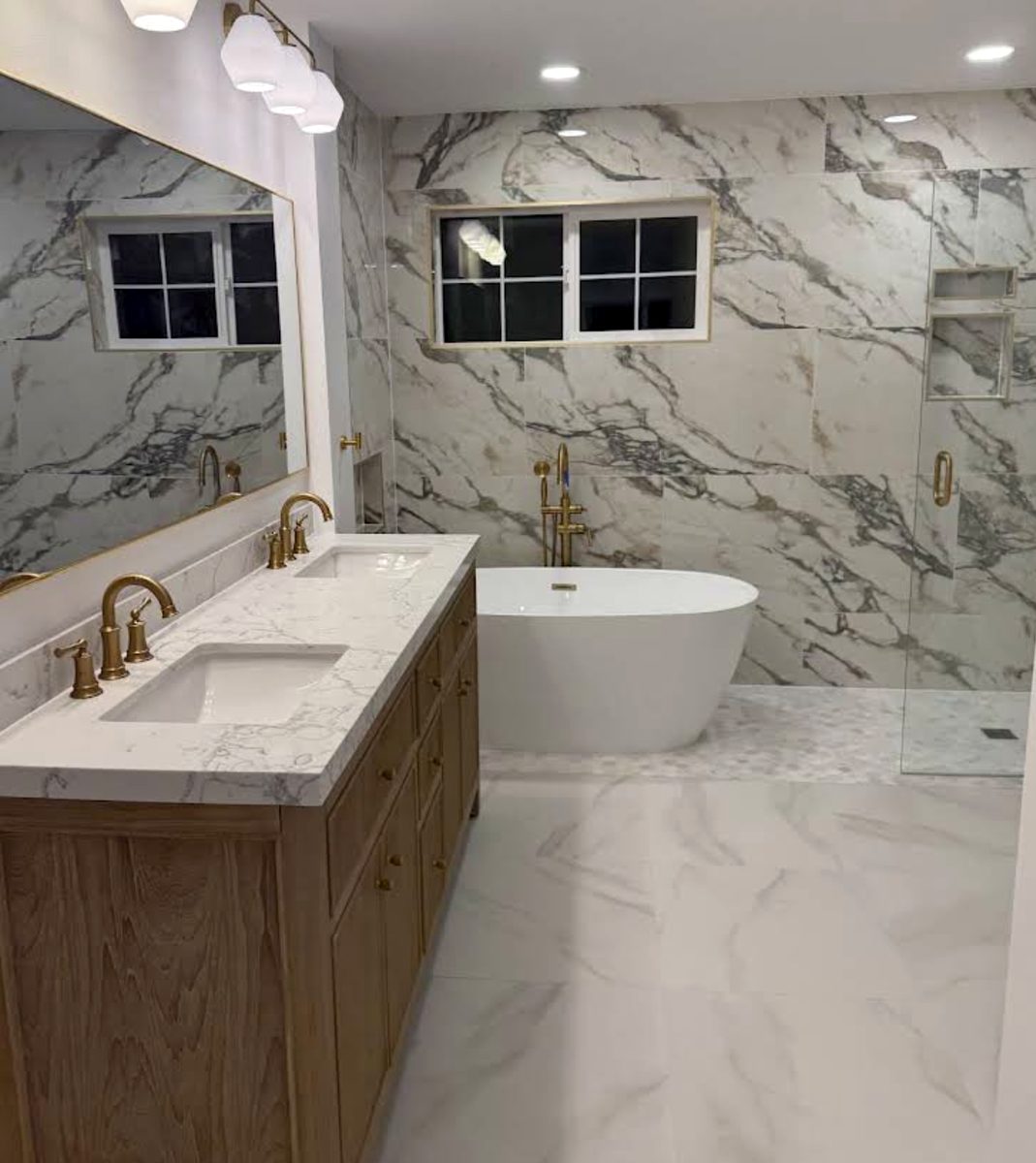 Full bathroom remodel in Vancouver WA with freestanding tub